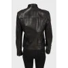 Black leather jacket with zipper