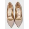 Golden shoes decorated with glitter