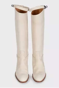 Белые сапоги из телячьей кожи