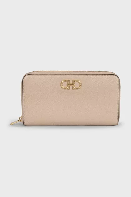 Beige leather wallet