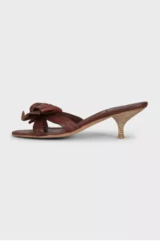 Brown leather mules