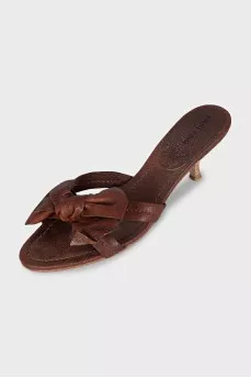Brown leather mules