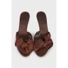 Brown leather mules