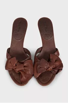 Brown leather mules