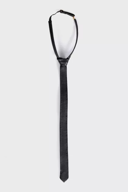 Black leather tie