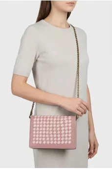 Leather crossbody bag with weave