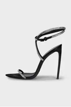 Heeled sandals decorated with rhinestones