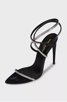 Heeled sandals decorated with rhinestones