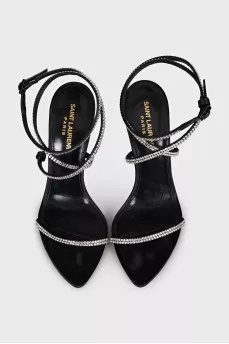 Heeled sandals decorated with rhinestones
