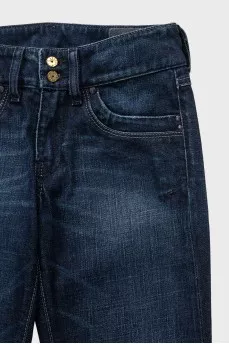 Blue low-rise flared jeans
