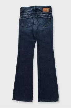 Blue low-rise flared jeans