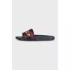 Leather flip-flops decorated with mesh