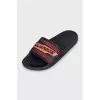 Leather flip-flops decorated with mesh