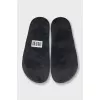Leather flip-flops decorated with mesh