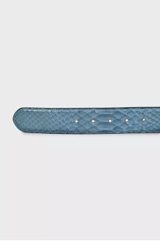Men's blue python leather belt