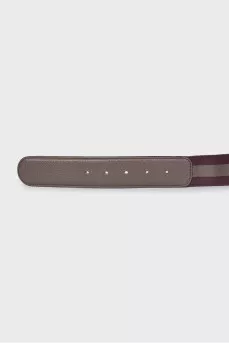 Leather and textile belt with signature stripes