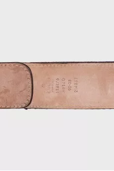 Leather and textile belt with signature stripes