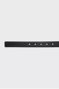 Black leather belt with logo