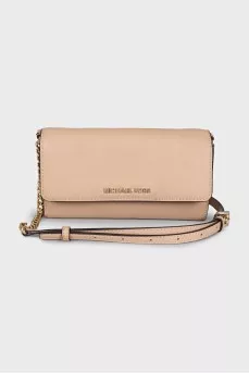 Beige leather crossbody