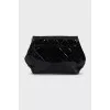 Quilted patent leather bag with chain
