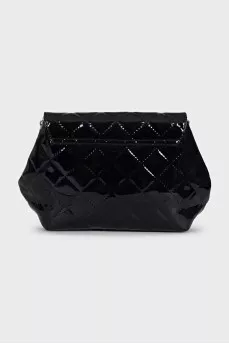 Quilted patent leather bag with chain