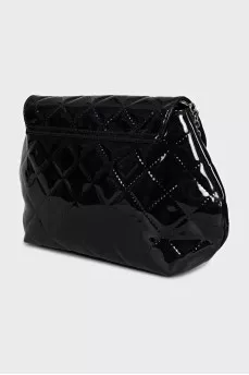 Quilted patent leather bag with chain