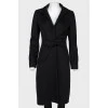 Black wool coat with belt