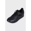Men's black perforated sneakers