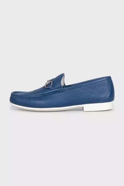 Men's blue leather loafers
