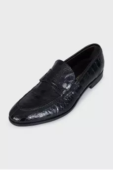 Men's crocodile leather loafers with logo