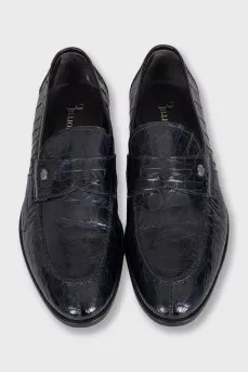 Men's crocodile leather loafers with logo
