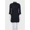 Straight-cut dress with a high collar