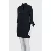 Straight-cut dress with a high collar