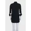 Straight-cut dress with a high collar