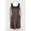 Dress brown with a zipper at the back
