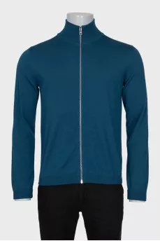 Men's wool cardigan with a zipper