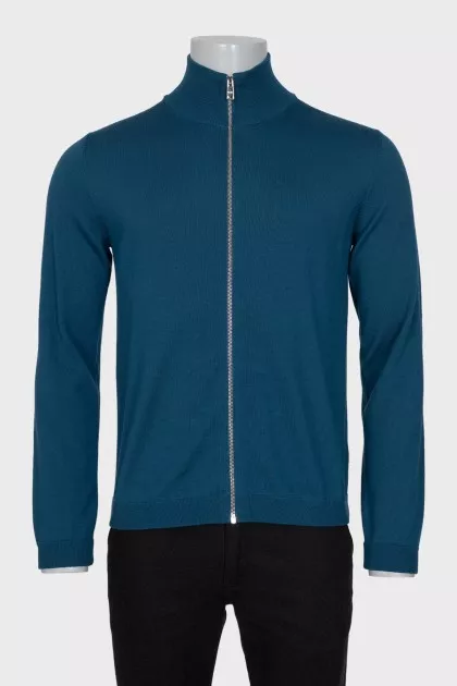 Men's wool cardigan with a zipper