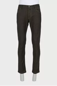 Men's green straight-leg trousers
