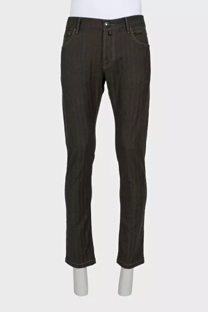 Men's green straight-leg trousers