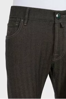 Men's green straight-leg trousers