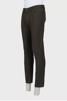 Men's green straight-leg trousers