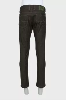 Men's green straight-leg trousers