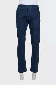 Men's blue straight jeans with pockets
