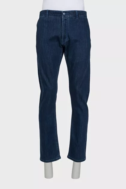 Men's blue straight jeans with pockets