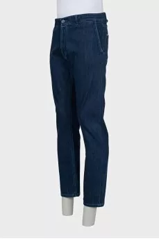 Men's blue straight jeans with pockets