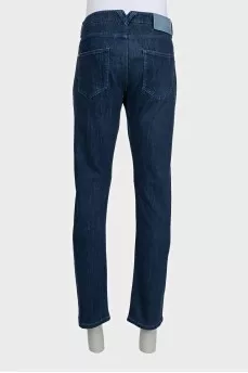 Men's blue straight jeans with pockets