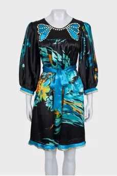 Silk dress in a bright print