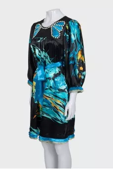 Silk dress in a bright print