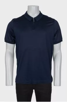 Men's blue polo shirt with zipper