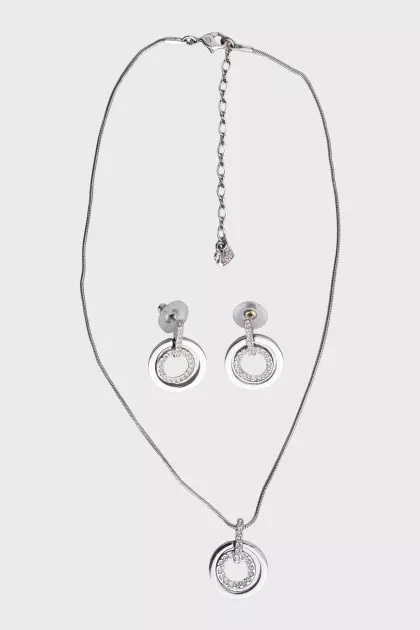 Crystal necklace and earring set